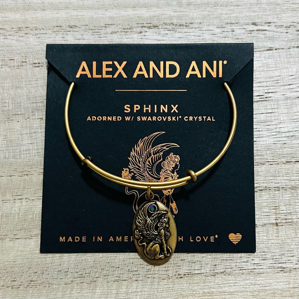 New Alex and Ani "Path of Symbols" Sphinx Charm Bangle Bracelet in Rafaelian - Picture 5 of 7